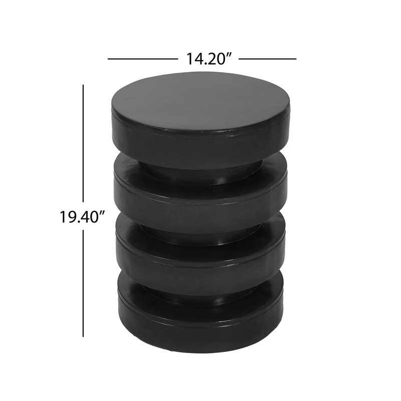 Adison Elegant Patio Round MGO Side Table, Black