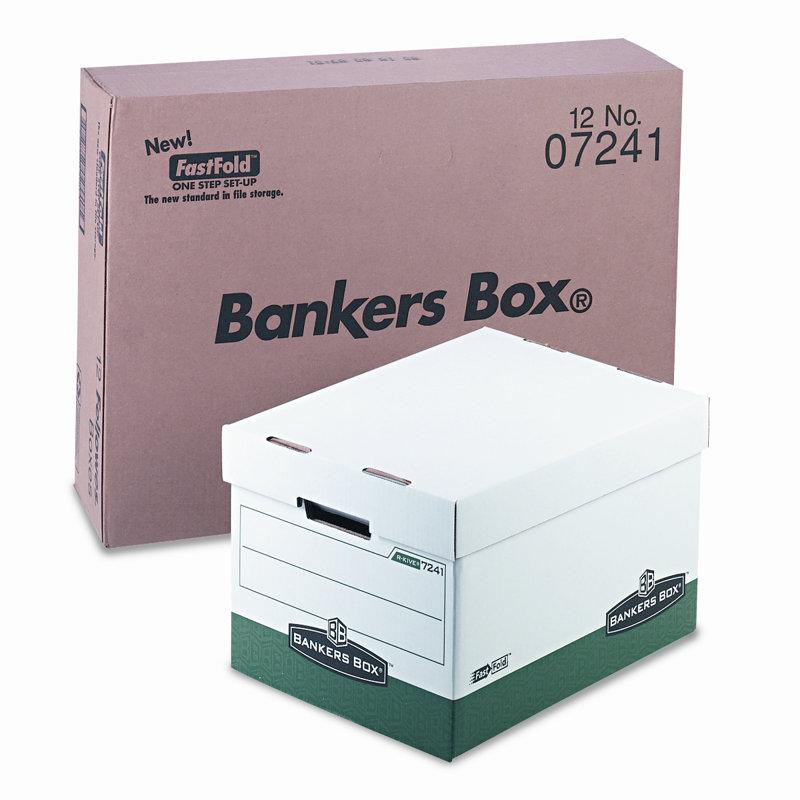 Heavy-Duty White and Green Corrugated Paper Storage Box