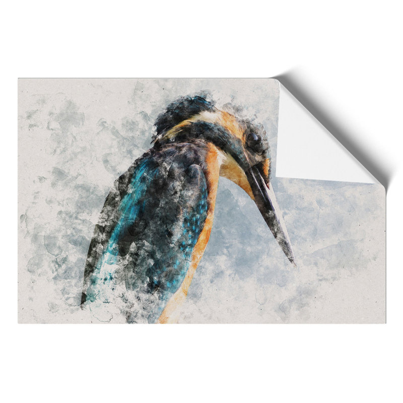 Kingfisher Bird Watercolour - Frameless Print, 21cm H x 30cm W x 0.1cm D