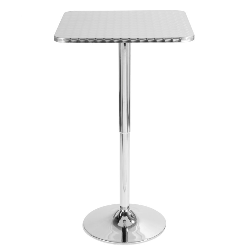 Table de bar carrée contemporaine réglable en argent
