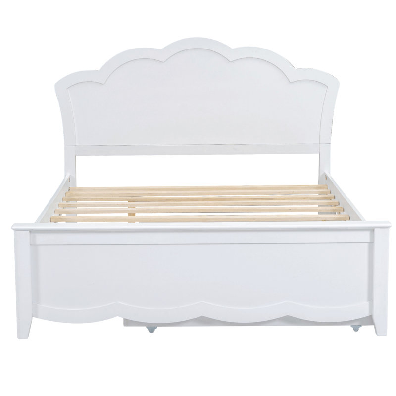 Lit plateforme simple en bois avec tête de lit et lit gigogne simple, Lit double