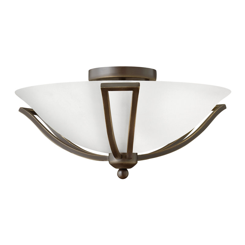 Bolla 2 - Light 16.8" Semi Flush Mount, Olde Bronze, Incandescent, Etched Opal Glass