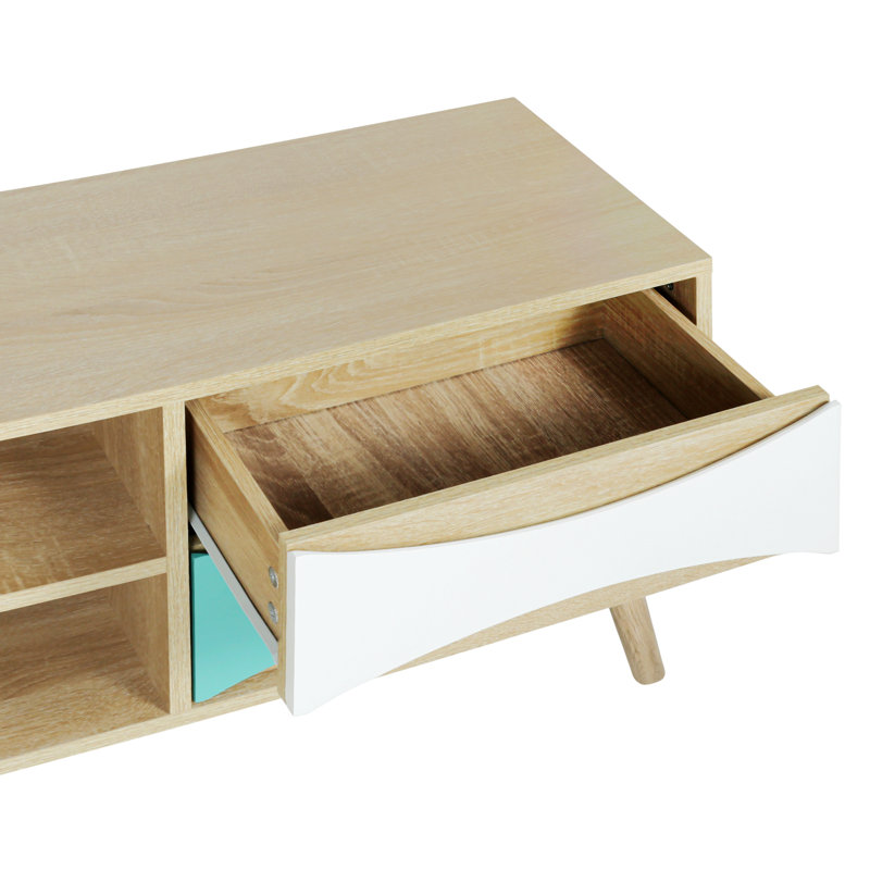 Meuble télé avec armoire de rangement et tablettes Jolianna, console télé, centre multimédia, Chêne brun