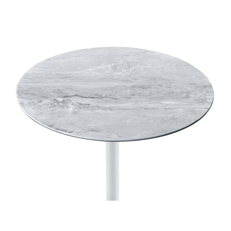 Orbit 15.5" End Table with Height Adjustable Marble Textured Top, Gray