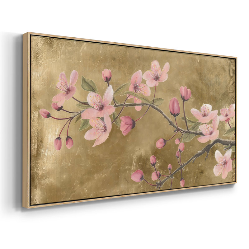 «Branch Blossoms I», toile tendue avec châssis encadré, prête à être accrochée, H 25 po x l 49 po, Naturel