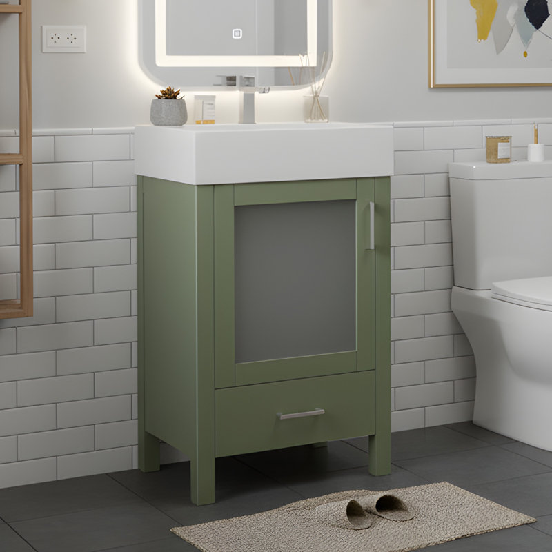 Meuble-lavabo moderne 20 "avec lavabo en céramique, Vert