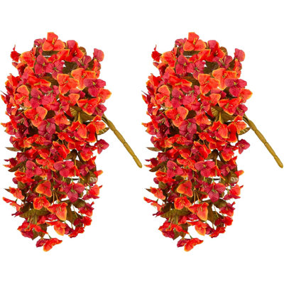 2 Pcs Artificial Faux Bougainvillea Fall Flowers Plants For Outdoor Outside Decoration Fake Silk UV Resistant Trailing Vines For Front Door Porch Planter Balcony Décor