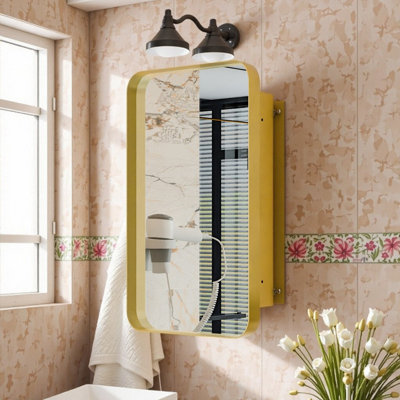 20x30 Inch Recessed Or Wall Mounted Medicine Cabinet With Mirror And Adjustable Shelves Modern Metal Framed Bathroom Storage
