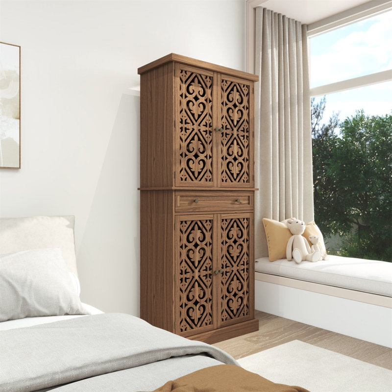 Armoire polyvalente à 4 portes avec tiroir et tablettes réglables pour un rangement optimal