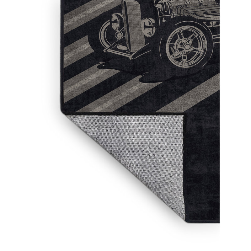 Tapis à rayures moderne noir pour véhicule, 5 x 7