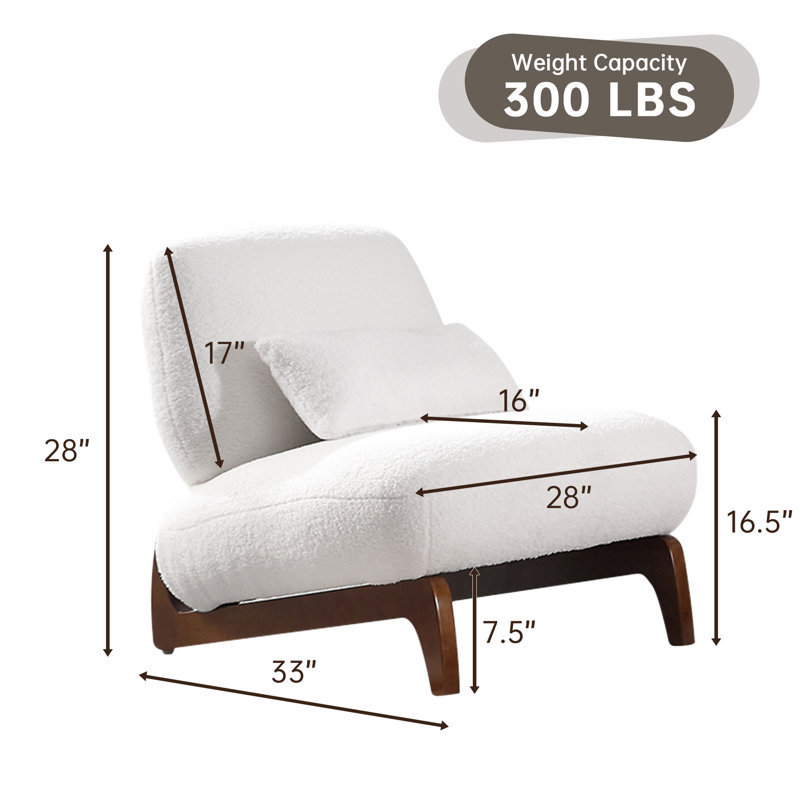 Keiven Upholstered Accent Lounge Chair With Wood Leg, Beige
