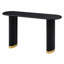 Console ovale moderne 59,1 "avec base en acier inoxydable doré brossé et pieds en bois de frêne, noir-43830362