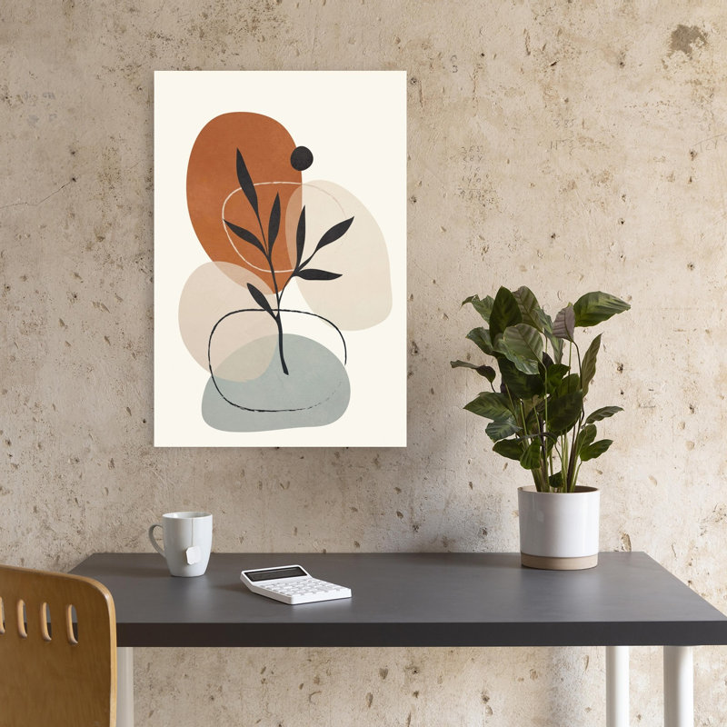 «Earthy Botanical Abstract Abstract Contemporary Minimalist Nature Plant», reproduction d'art murale, 18" H x 12" W