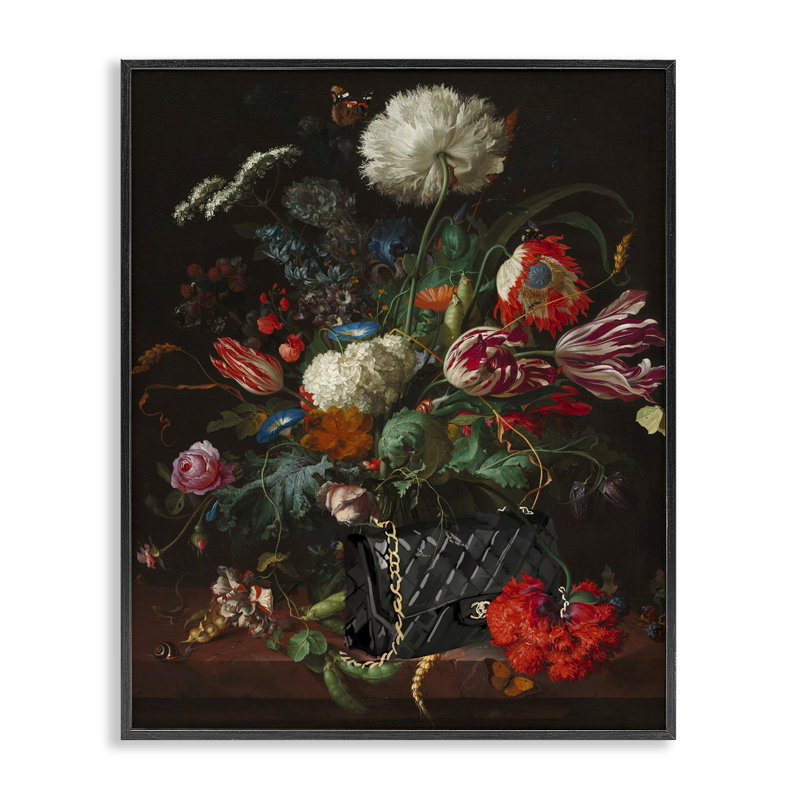 Bouquet rétro avec giclée par Amelia Noyes, Giclée encadrée noir minuit, H 14 po x l 11 po