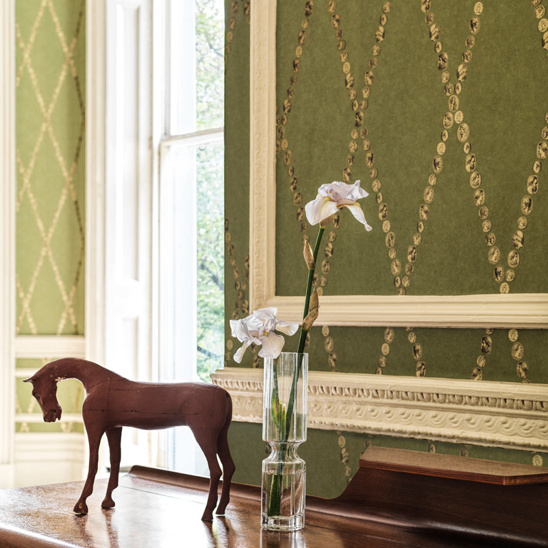 Fornasetti Senza Tempo II Wallpaper Roll, Soft Gold/Stone