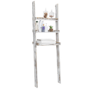 UTEX 4-Tier Ladder Shelf, Bathroom Shelf Freestanding, 4-Shelf Spacesaver  Open Wood Shelving Unit, Ladder Shelf (White)