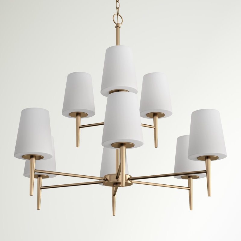 Erlandson 9 - Light Dimmable Tiered Chandelier, Satin Bronze, 100W A19 Medium, White