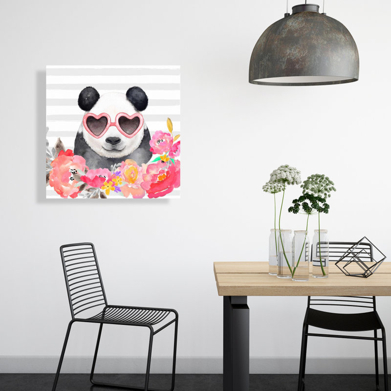 Panda avec lunettes en forme de cœur | Décoration de la chambre à coucher