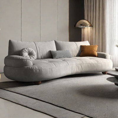Italian Curved Nordic Minimalist Sofa 70.86'' Recessed Arm Sofa
