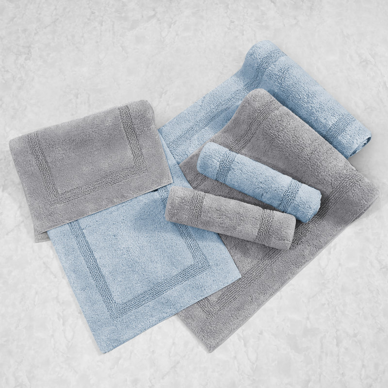 Peniston Blue Cotton Tufted 2-Piece Bath Rug Set