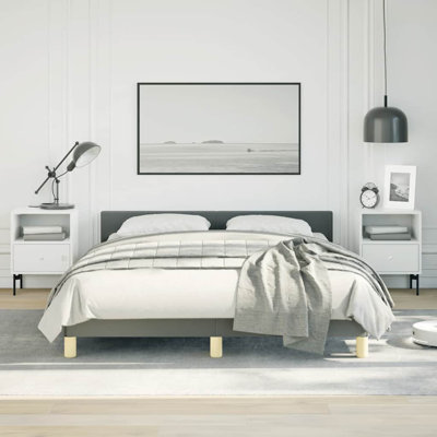 Pranavi vidaXL Fabric Platform Bed Frame, Slats Support, No Mattress