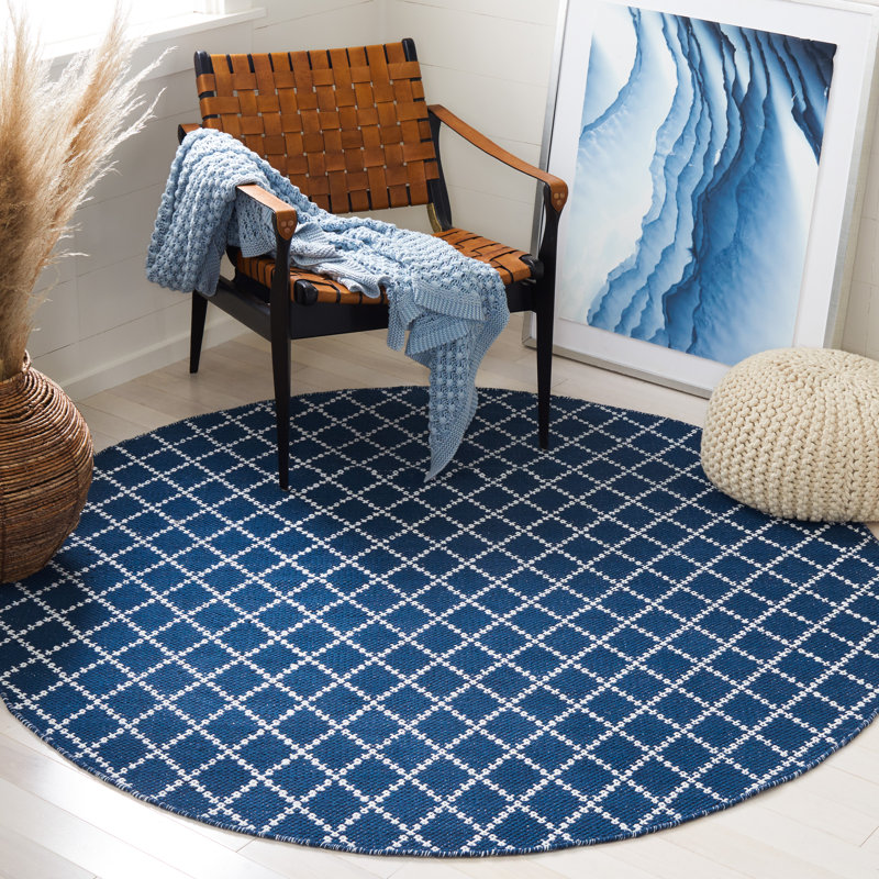 Breckenridge Flat Weave Cotton Geometric Rug, Round 6'