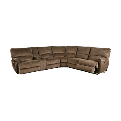131.4" W Transitional Power Sectional, Brown