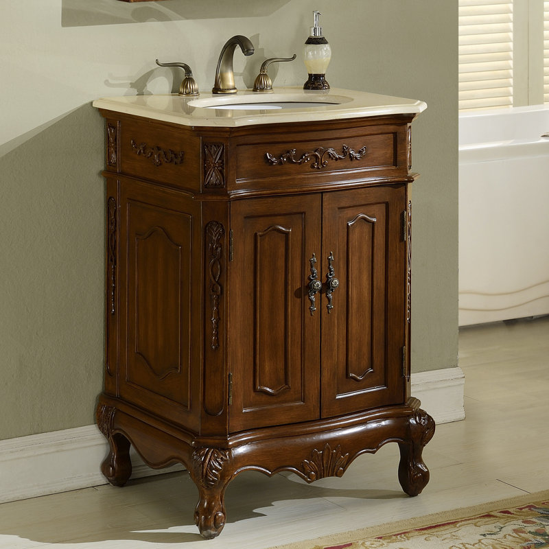 Ensemble de meuble-lavabo simple 24 po Burnet, Teck, Crème