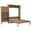 Grand lit escamotable avec tablettes de rangement, panneau à persiennes, lit mural peu encombrant pour les petites pièces, couleur bois-674729913