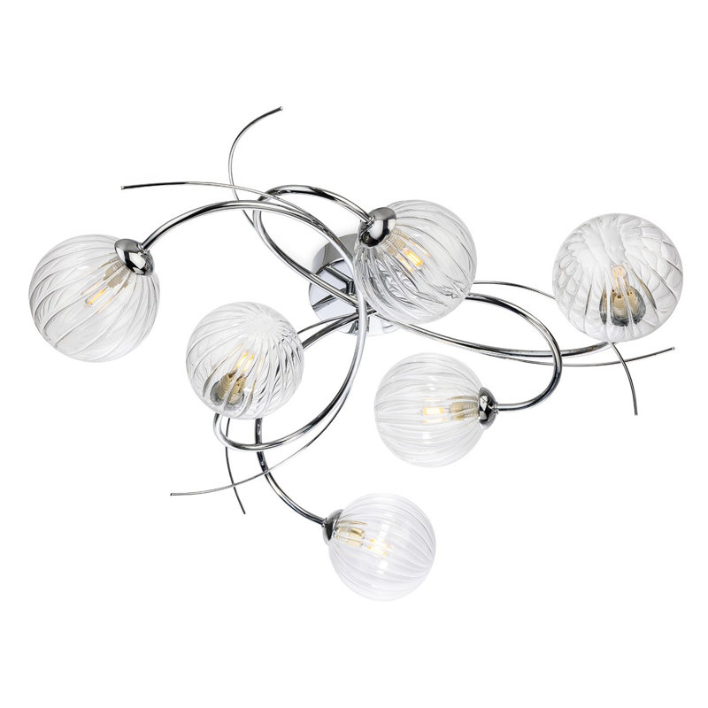 Glass Flush Mount, 6, Clear, Chrome