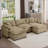 Jeffers Chenille Fabric Upholstered 4-Piece Sectional Sofa-128619558-128619559