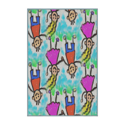 Tapis rose/bleu/vert à motifs