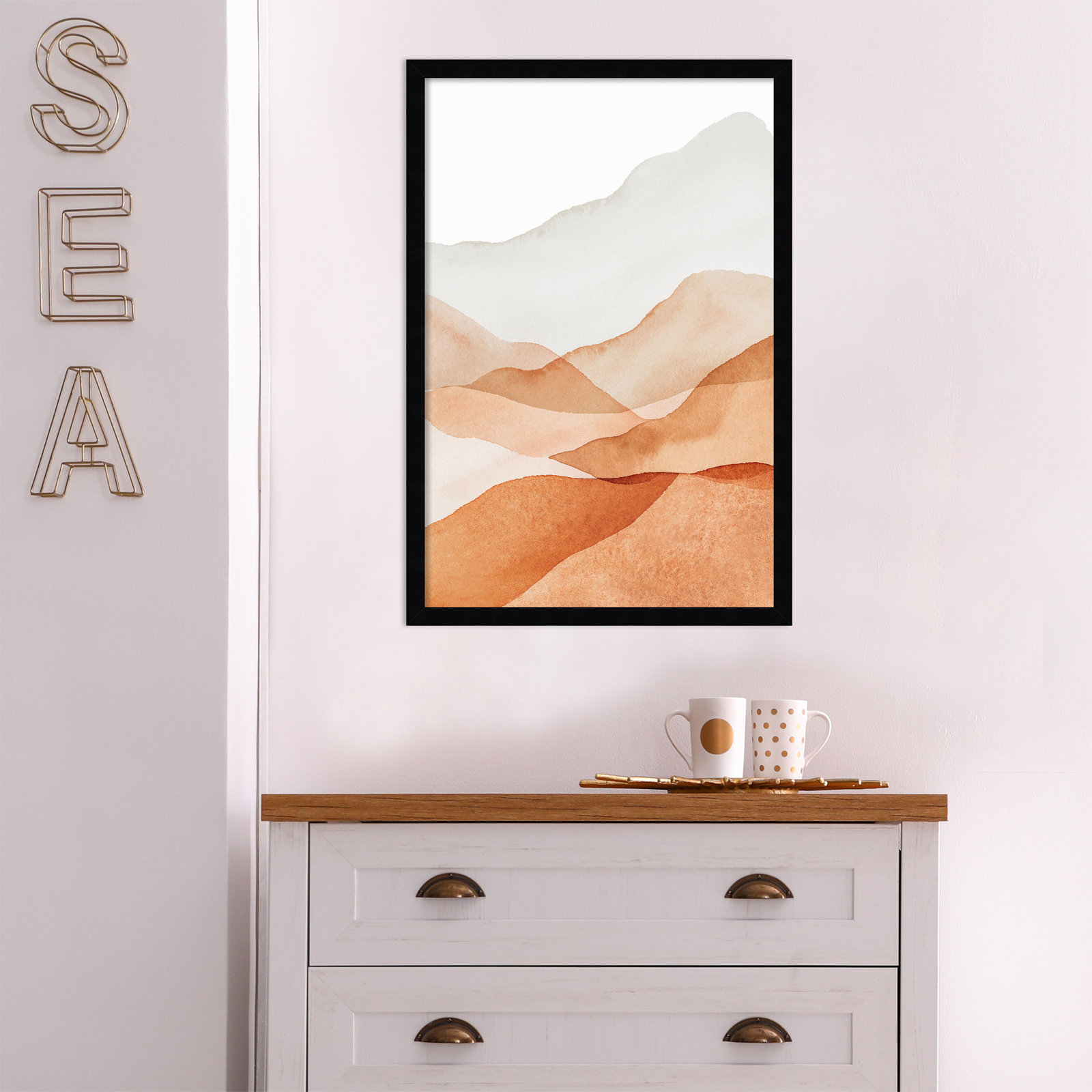 Doris "Mountain Range III" Print, Black, 25.25" H x 17.25" W x 0.88" D