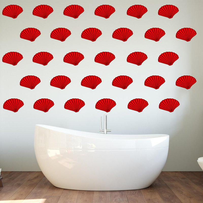 Adhésif décoratif mer de plage nautique sea coquillages Nicklas, Rouge