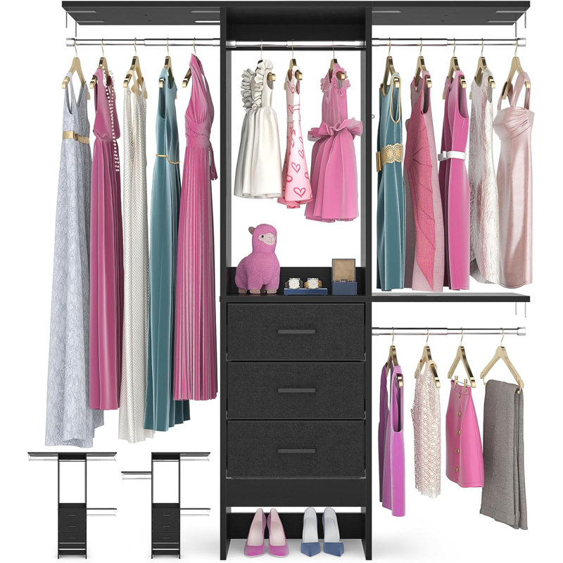 Fareena 14.8'' - 47.2'' Walk-In Set, Black