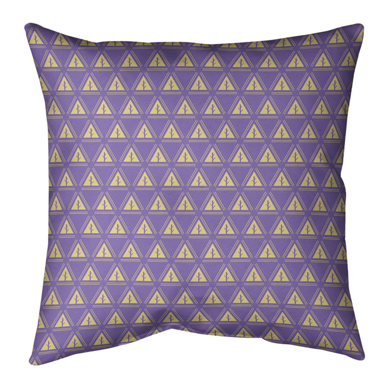 Coussin décoratif à motif d’arbre minimaliste classic Barbra, 14 po x 14 po, Duvet synthétique, Petit mauve / or