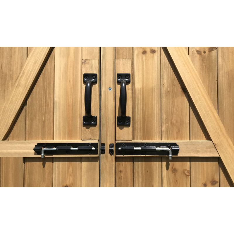 Black Fir Wood Outdoor Storage Shed with Shelving
