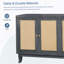Buffet en rotin, armoire de rangement décorative avec 4 portes en rotin