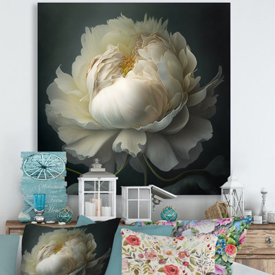 Pivoine blanche sur fond noir I - pivoine