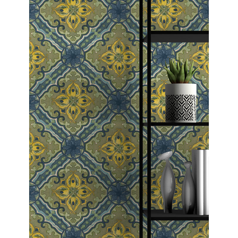 Soicher Marin Studio Damask Wallpaper, Green/Blue