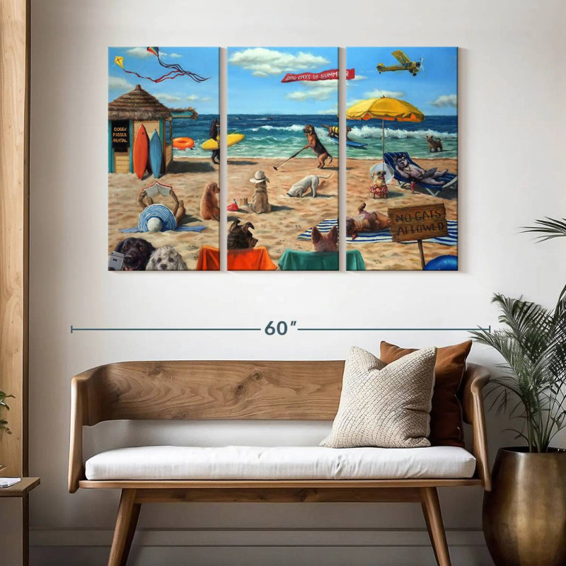Chien de plage, H 32 po x l 50 po