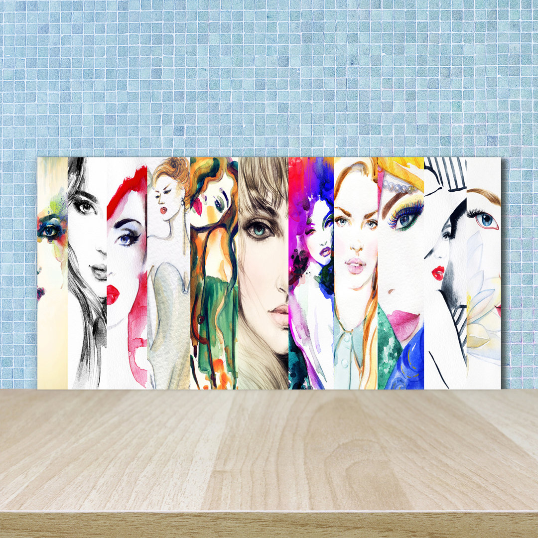 50 cm x 100 cm Glas Spritzschutzpaneel Female Portraits