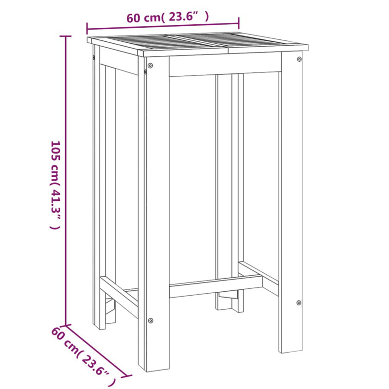 Aldrick Square Acacia Outdoor Dining Table , 60cm cm W 60cm cm D