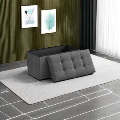 Banc de rangement avec repose-pieds MAZIE, repose-pieds, banc de bout de lit, commode de rangement, salon, chambre à coucher, vestibule