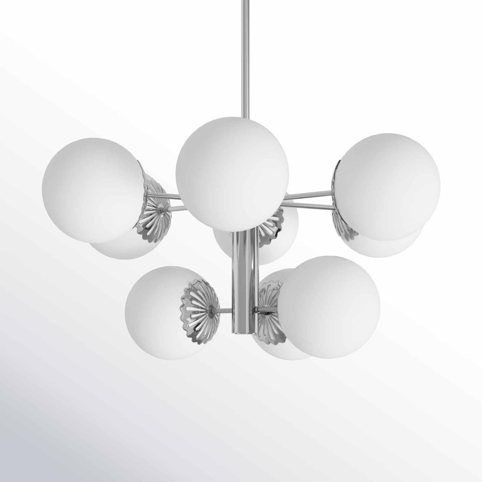 Deniaud 9 - Light Metal Sputnik Chandelier, Polished Nickel