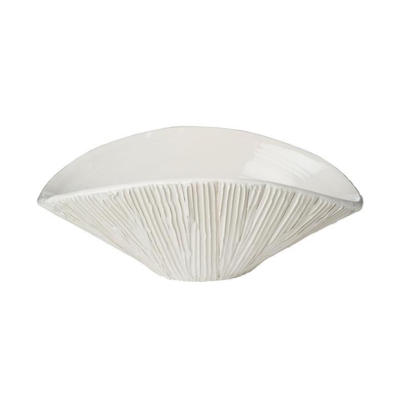 Alpine White Ceramic Transitional Centerpiece Bowl