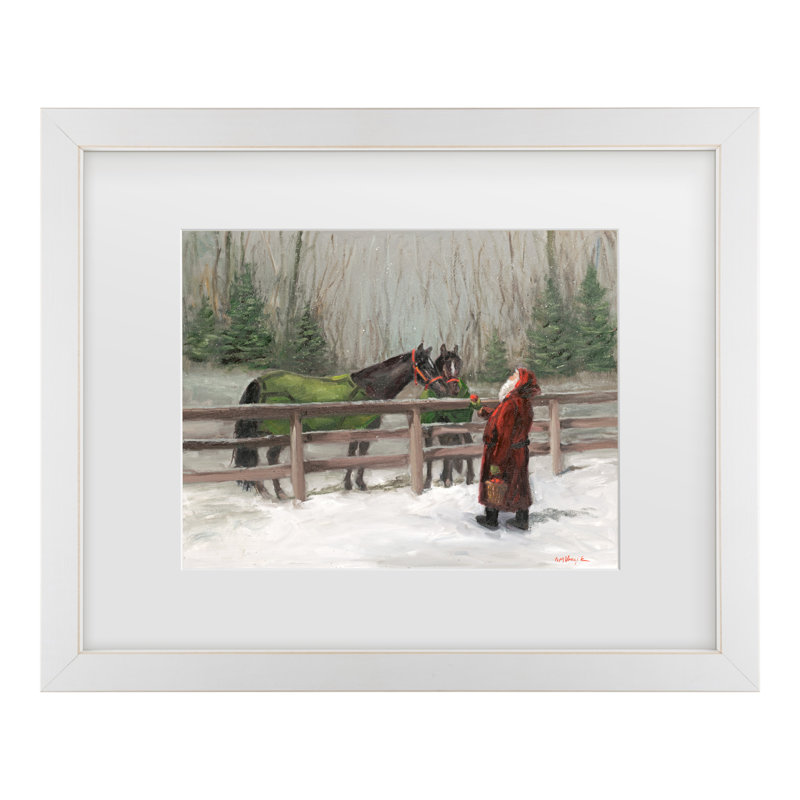 «Mary with Horses» par Mary Miller Veazie, H 13 po x l 16 po x P 0,75 po, Blanc