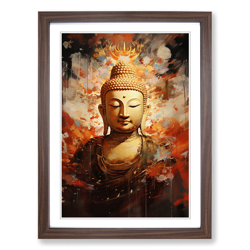 Buddha Informel - Single Picture Frame Print on Wood, Walnut Framed, 46cm H x 34cm W x 2cm D