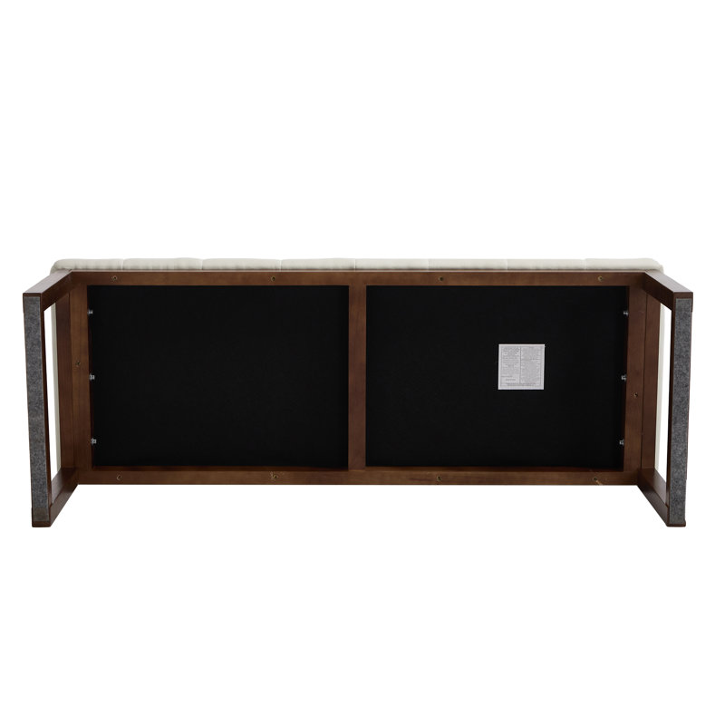 53'' Wide Upholstered Bench With Wood Legs, Cream