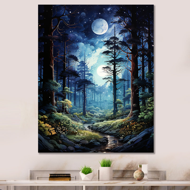 «Blue Pine Tree Midnight Serenity III», reproduction sur toile tendue, H 32 po x l 16 po x P 1 po